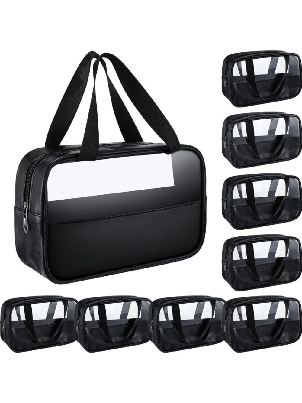 Translucent Clear Makeup Bag Set - 9 Pcs Travel Organizer for Cosmetics